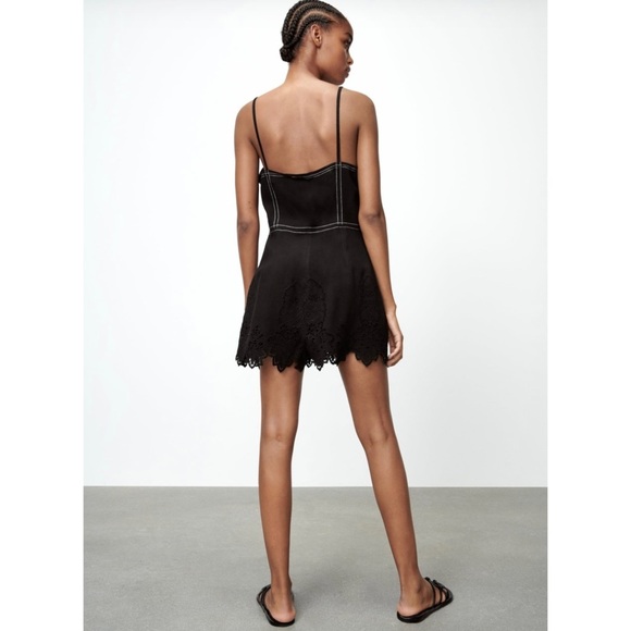 Zara topstitched shorts romper in black - Picture 4 of 8